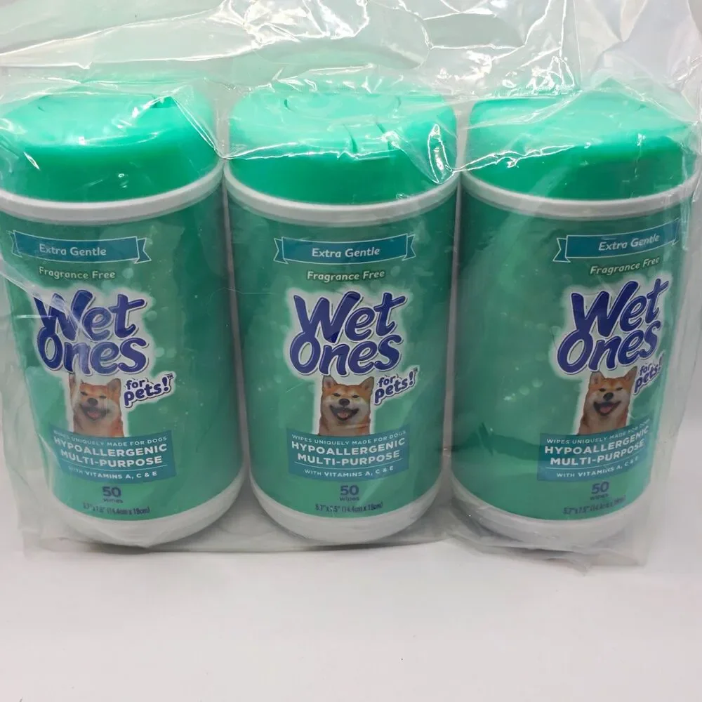 Wet Ones Hypoallergenic Extra Gentle Fragrance Free Dog Wipes 50 Ct **3 Pack**